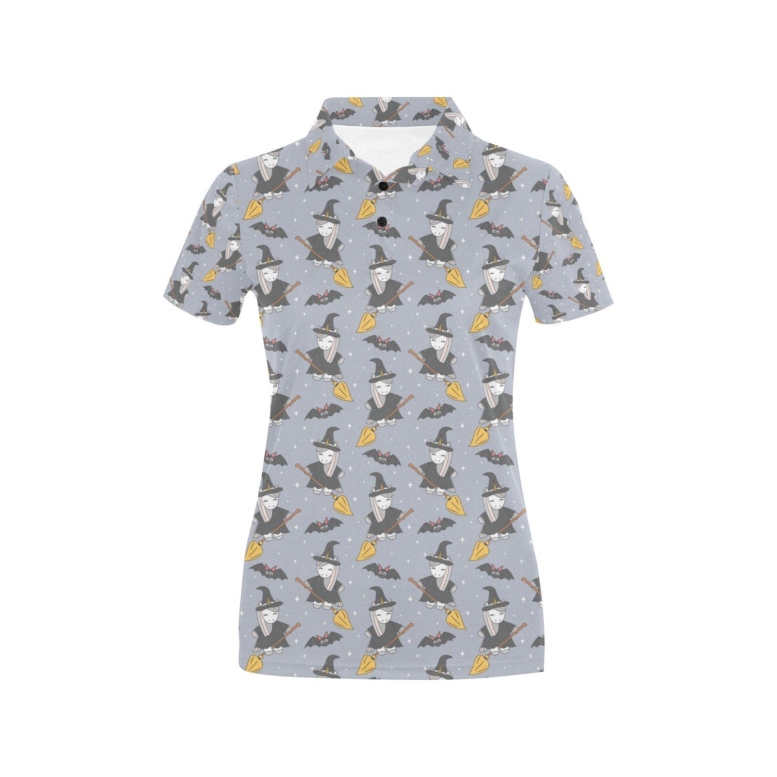 Witch Print Design Lks307 Women'S Polo Shirt Witch Print Design Lks307 Women'S Polo Shirt