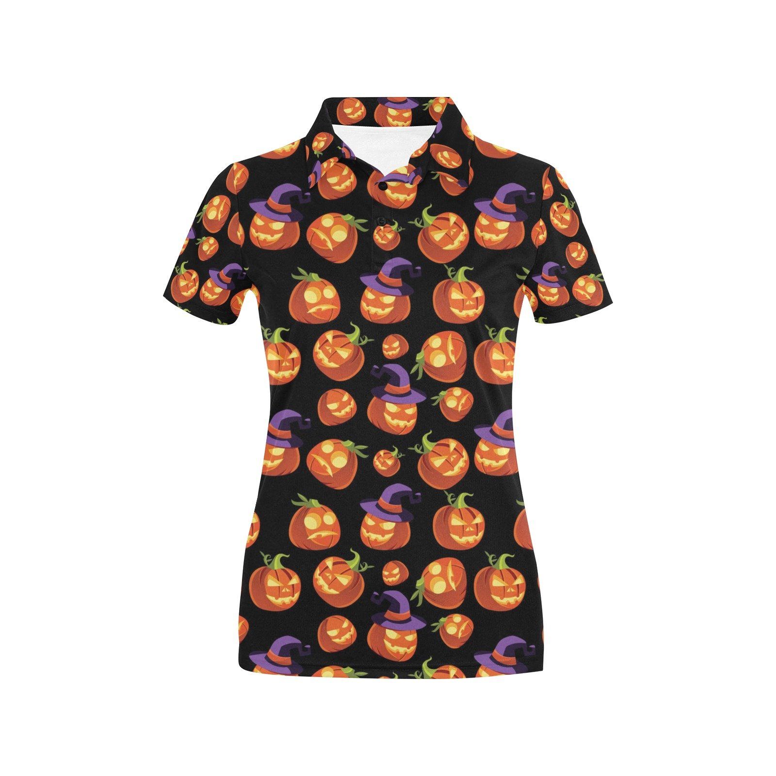 Witch Pumpkin Halloween Print Lks302 Women'S Polo Shirt Witch Pumpkin Halloween Print Lks302 Women'S Polo Shirt