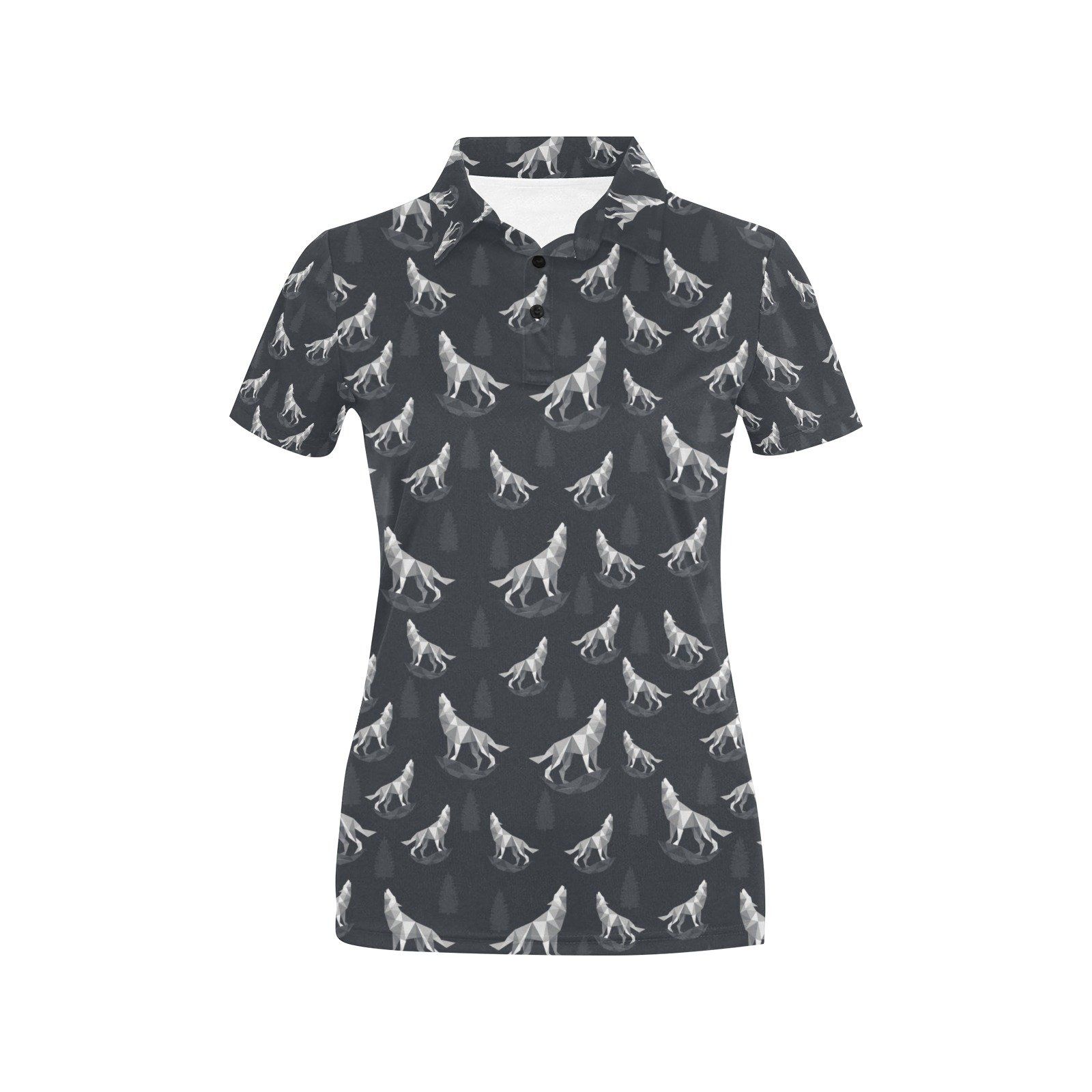 Wolf Print Design Lks303 Women'S Polo Shirt Wolf Print Design Lks303 Women'S Polo Shirt