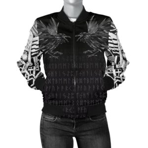 Women's Bomber Jacket - Odin Huginn and Muninn Rune A27 Bomber Jacket