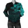 Women's Bomber Jacket - The Raven Of Odin Rune Cyan A27 Bomber Jacket
