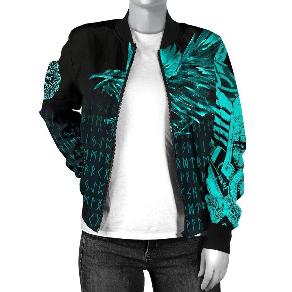 Womens-Bomber-Jacket-The-Raven-Of-Odin-Rune-Cyan-A27-Bomber-Jacket-2