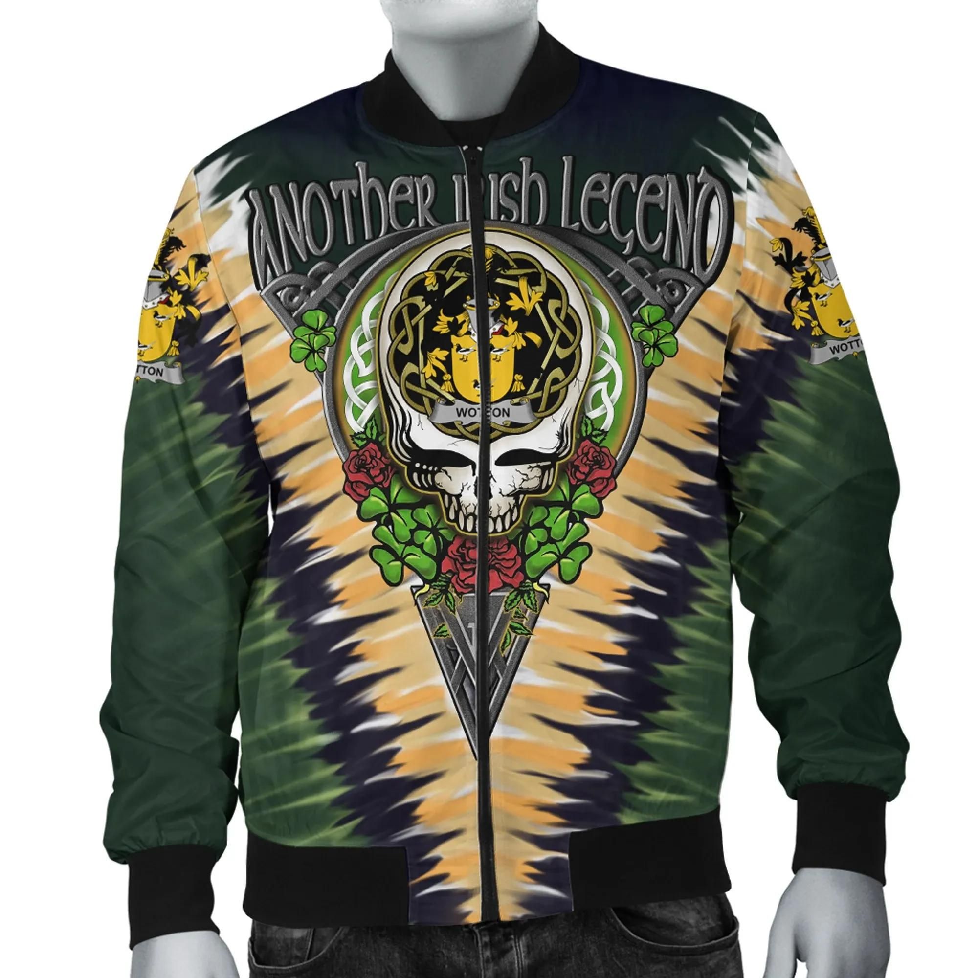 Wotton Ireland Bomber Jacket - GD Irish Legend Shamrock V Tie-Dye A7 Bomber Jacket Wotton Ireland Bomber Jacket - GD Irish Legend Shamrock V Tie-Dye A7 Bomber Jacket