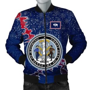 Wyoming Christmas Coat Of Arms Men Bomber Jacket X Style J78 Bomber Jacket