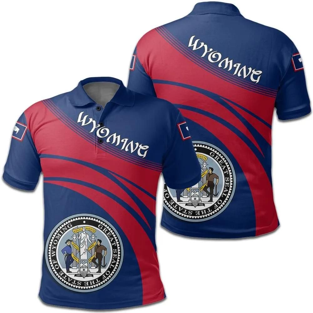 Wyoming Coat Of Arms Polo Shirt Cricket Style J5W Wyoming Coat Of Arms Polo Shirt Cricket Style J5W