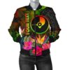 YAP Polynesian Personalised Women's Bomber Jacket -  Hibiscus and Banana Leaves - BN15 Bomber Jacket