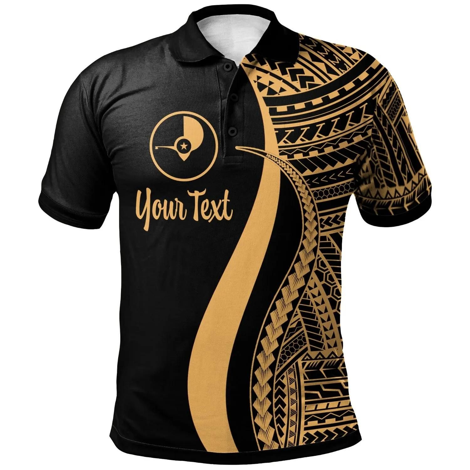 Yap Custom Personalised Polo Shirt Gold - Polynesian Tentacle Tribal Pattern - BN11 Yap Custom Personalised Polo Shirt Gold - Polynesian Tentacle Tribal Pattern - BN11