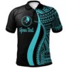 Yap Custom Personalised Polo Shirt Turquoise - Polynesian Tentacle Tribal Pattern - BN11