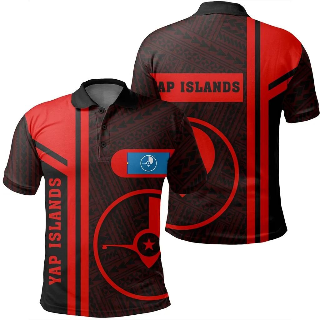 Yap Islands Red Polo Shirt- Boba Style - AH - J14 Yap Islands Red Polo Shirt- Boba Style - AH - J14