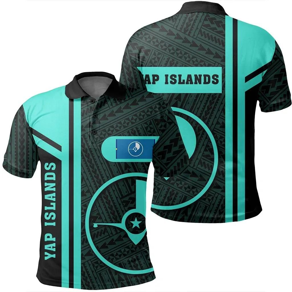 Yap Islands Turquoise Polo Shirt- Boba Style - AH - J14 Yap Islands Turquoise Polo Shirt- Boba Style - AH - J14