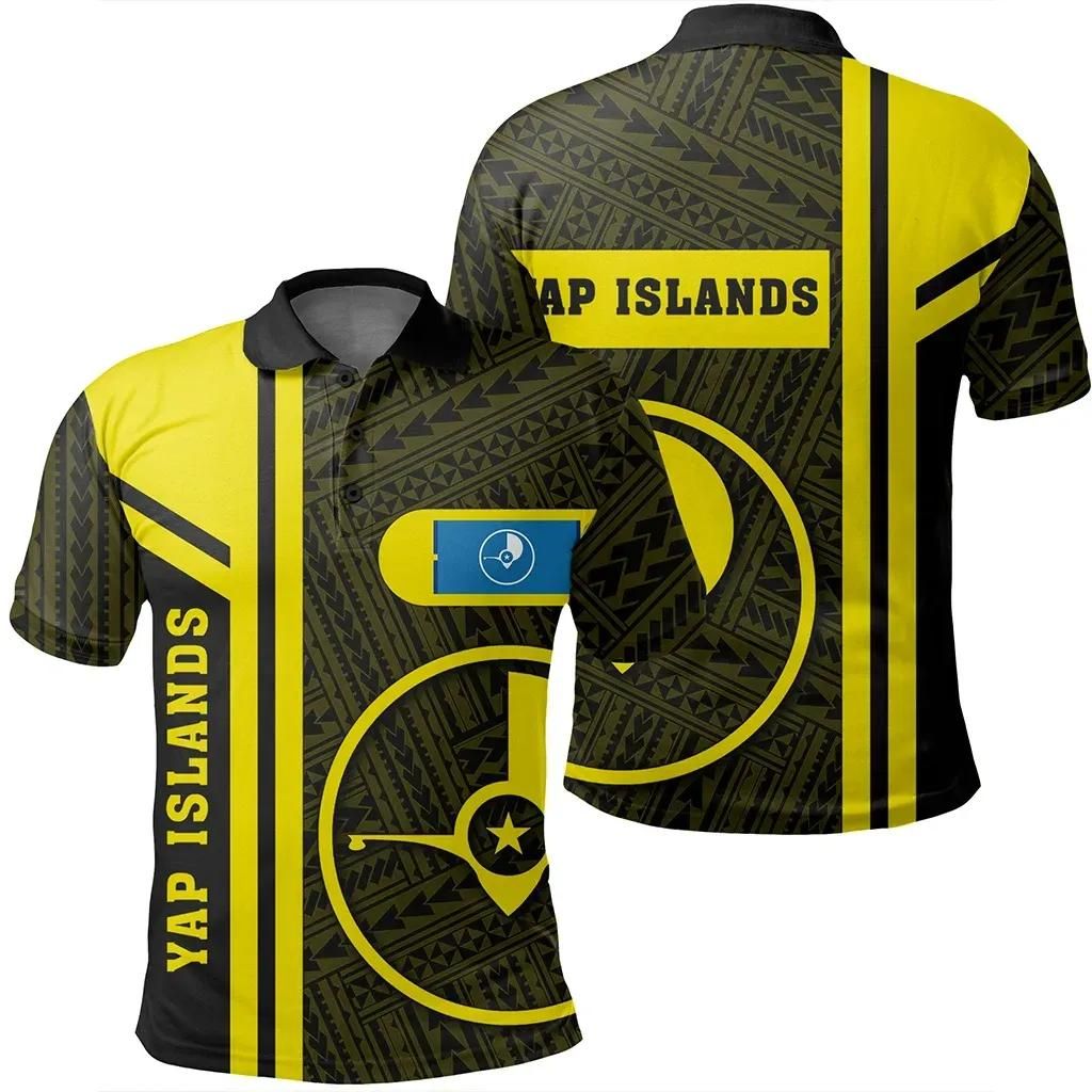 Yap Islands Yellow Polo Shirt- Boba Style - AH - J14 Yap Islands Yellow Polo Shirt- Boba Style - AH - J14