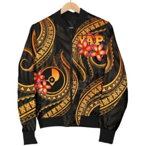 Yap Micronesian Men Bomber Jacket - Gold Plumeria - BN11 Bomber Jacket