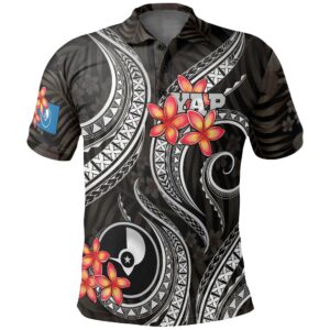 Yap Micronesian Polo Shirt - Black Plumeria - BN11