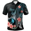 Yap Personalised Custom Polo Shirt - Turquoise Polynesian Hibiscus Pattern Style - BN27