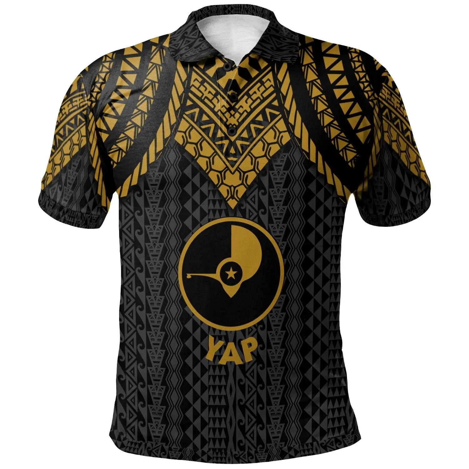 Yap Polo Shirt - Polynesian Armor Style Gold - BN39 Yap Polo Shirt - Polynesian Armor Style Gold - BN39