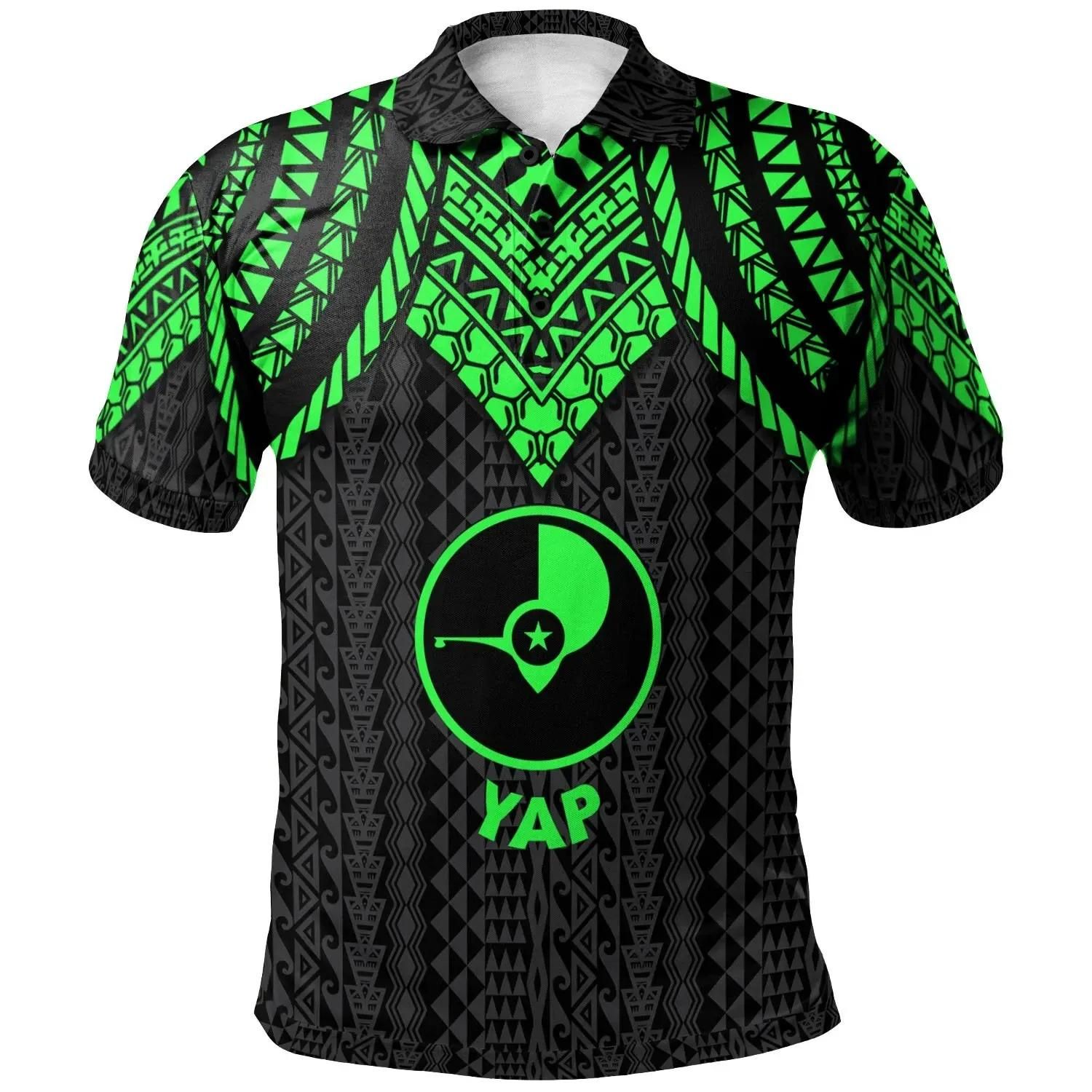 Yap Polo Shirt - Polynesian Armor Style Green - BN39 Yap Polo Shirt - Polynesian Armor Style Green - BN39