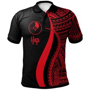 Yap Polo Shirt Red - Polynesian Tentacle Tribal Pattern - BN11