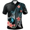 Yap Polo Shirt - Turquoise Polynesian Hibiscus Pattern Style - BN27