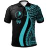 Yap Polo Shirt Turquoise - Polynesian Tentacle Tribal Pattern - BN11