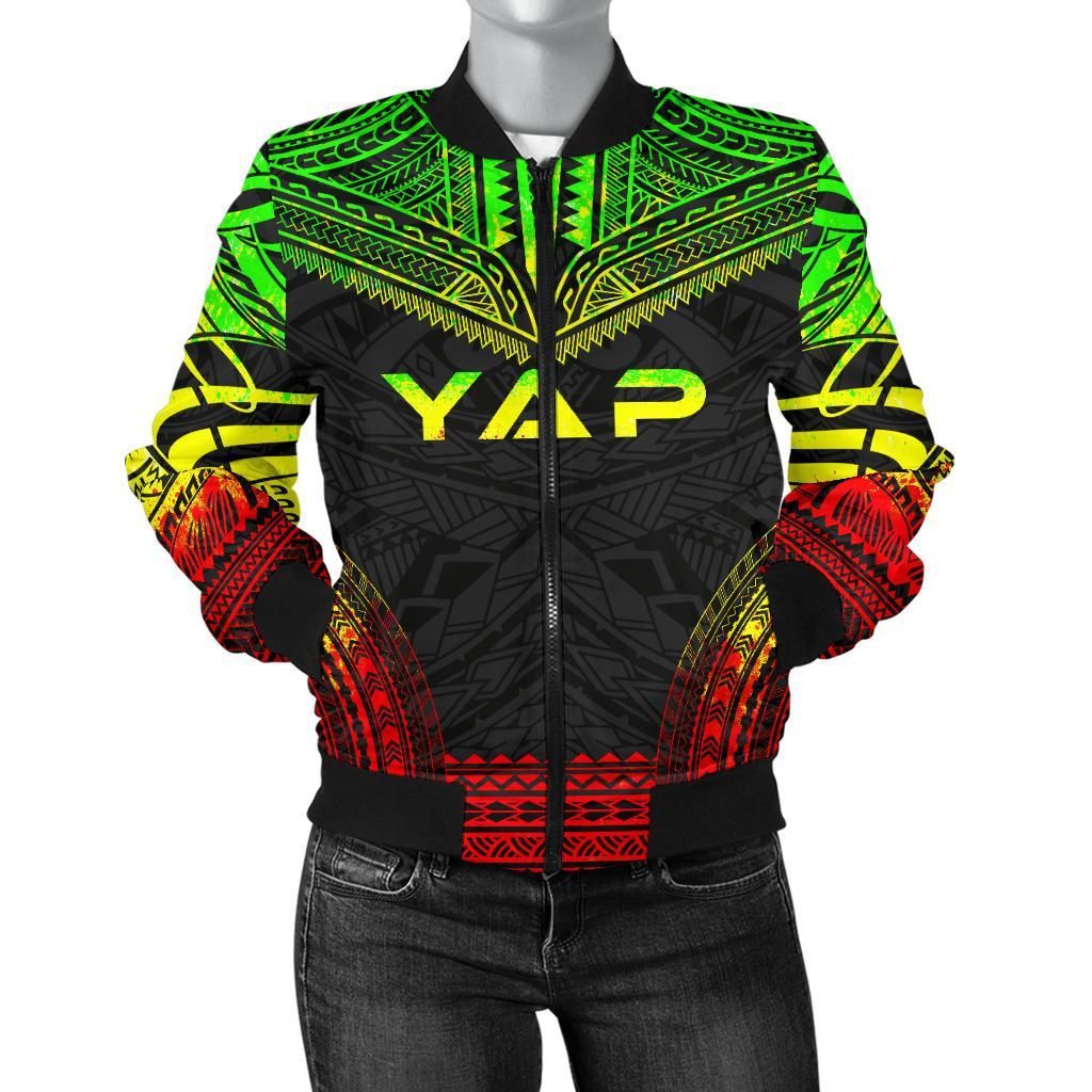 Yap Polynesian Chief Women'S Bomber Jacket - Reggae Version - Bn10 Bomber Jacket Yap Polynesian Chief Women'S Bomber Jacket - Reggae Version - Bn10 Bomber Jacket