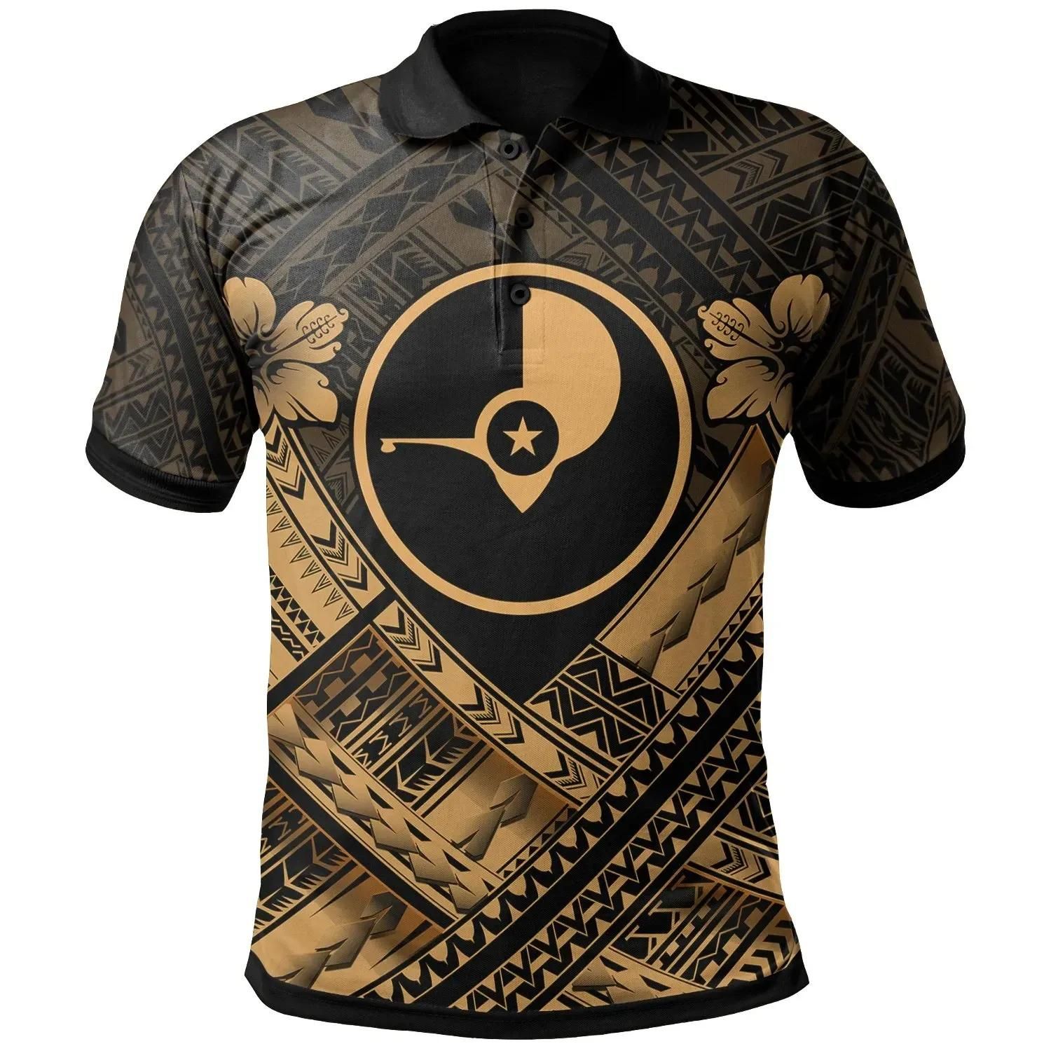 Yap Polynesian Polo Shirt - Yap Gold Seal Camisole Hibiscus Style - BN18 Yap Polynesian Polo Shirt - Yap Gold Seal Camisole Hibiscus Style - BN18