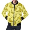 Yellow Banana Pattern Print Mens Bomber Jacket