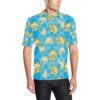 Yellow Plumeria Design Print Pattern Men Polo Shirt