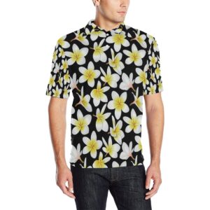 Yellow Plumeria Hawaiian Flowers Men Polo Shirt