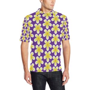 Yellow Plumeria Pattern Print Design Pm05 Men Polo Shirt