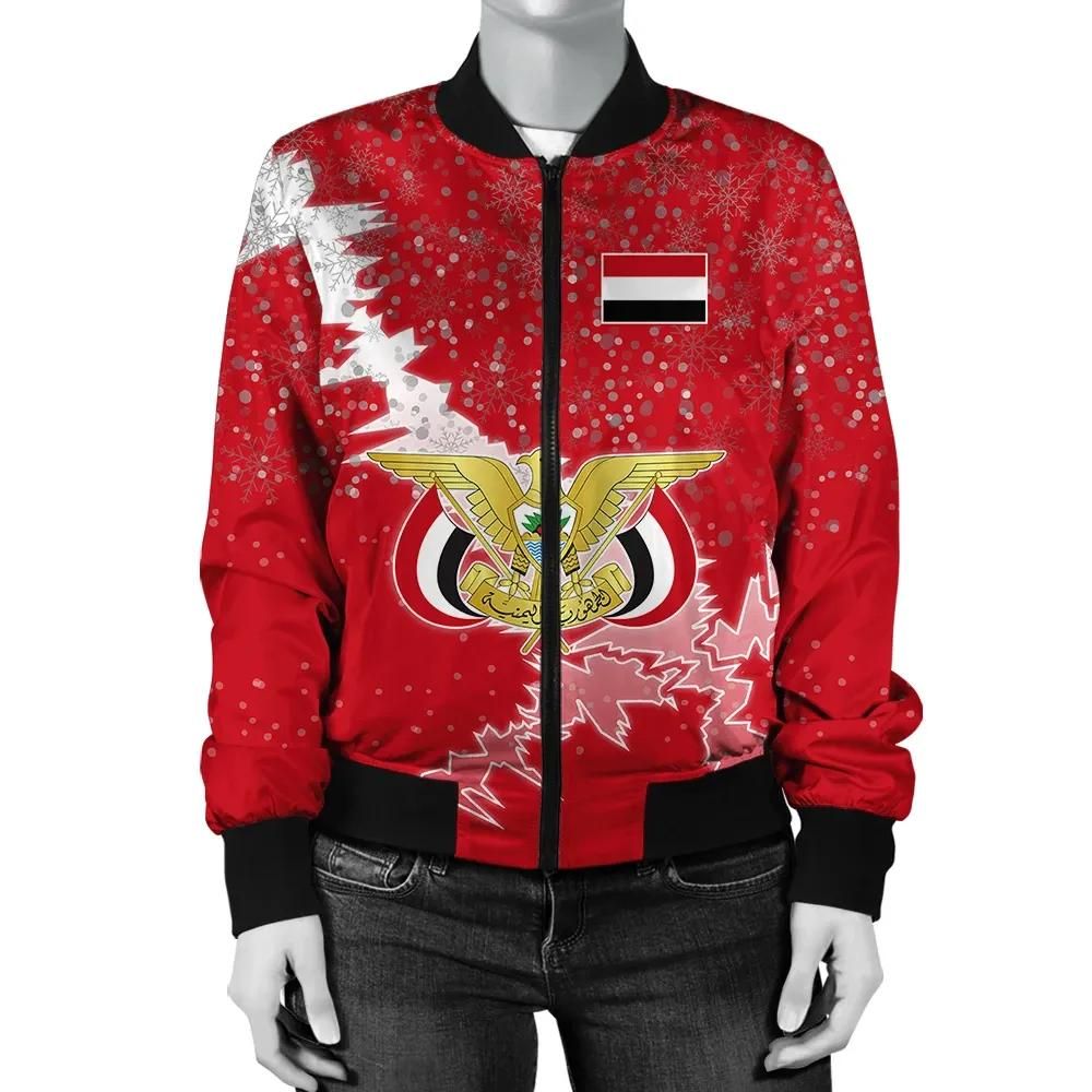 Yemen Christmas Coat Of Arms Women Bomber Jacket X Style J78 Yemen Christmas Coat Of Arms Women Bomber Jacket X Style J78