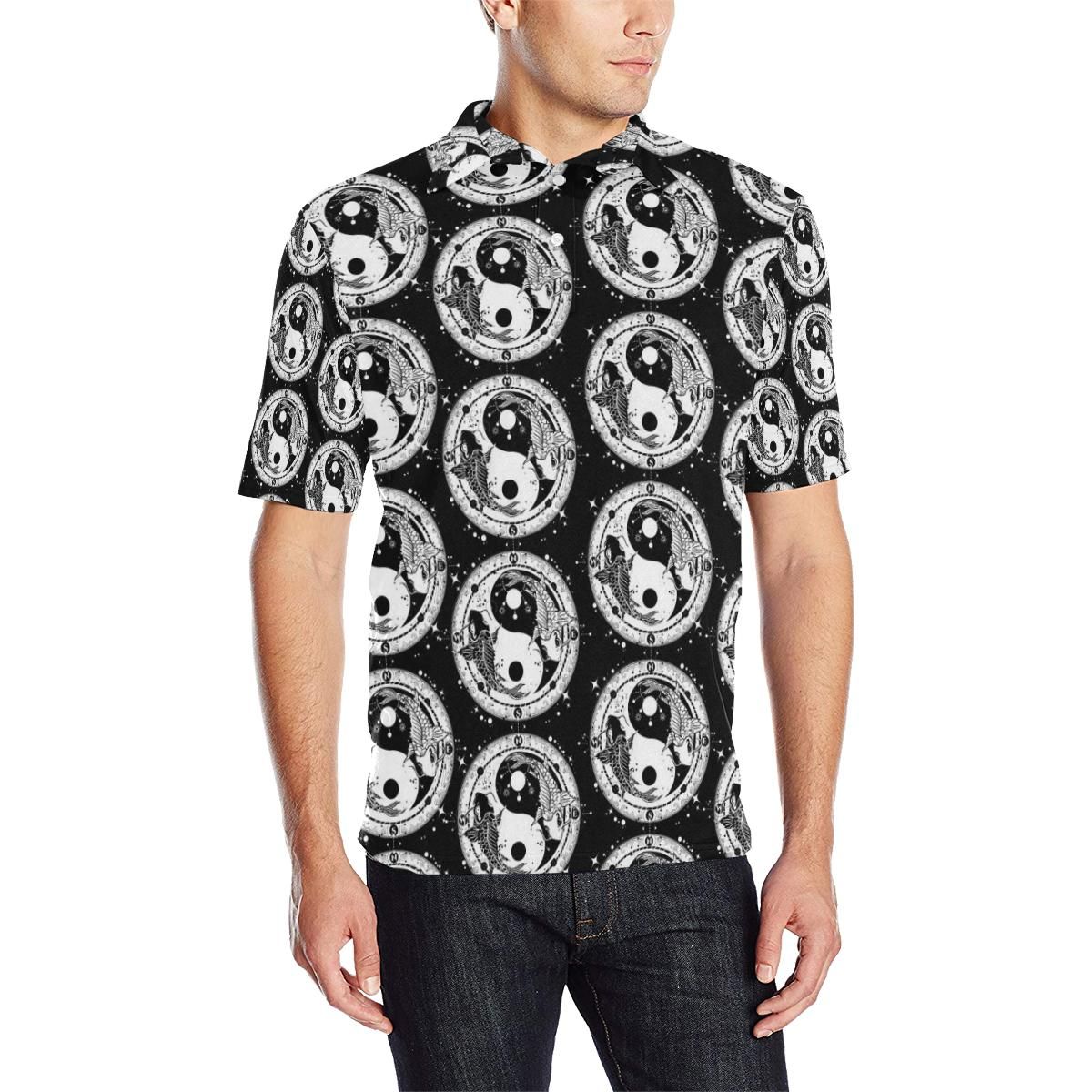 Yin Yang Koi Fish Men Polo Shirt Yin Yang Koi Fish Men Polo Shirt