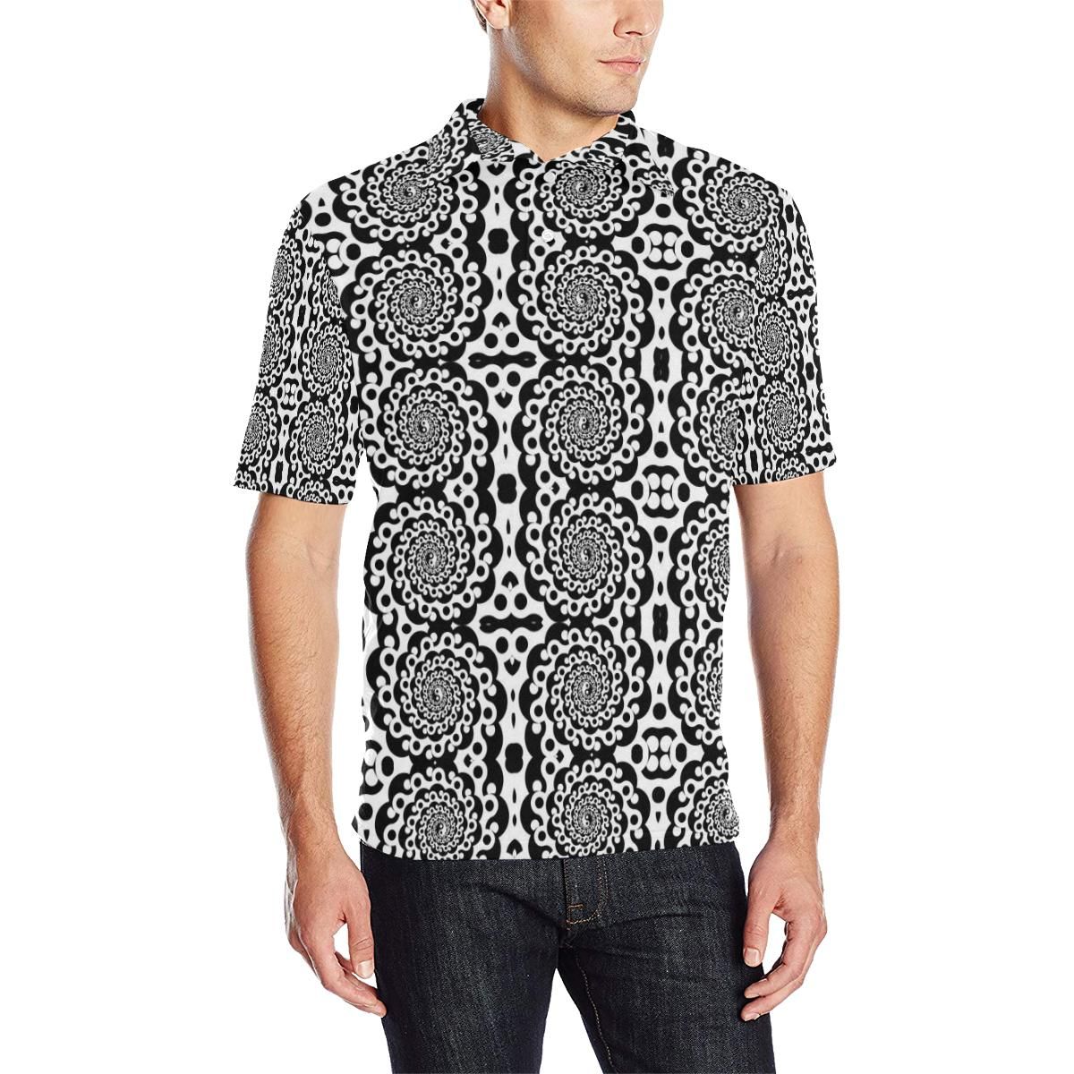 Yin Yang Spiral Design Print Men Polo Shirt Yin Yang Spiral Design Print Men Polo Shirt