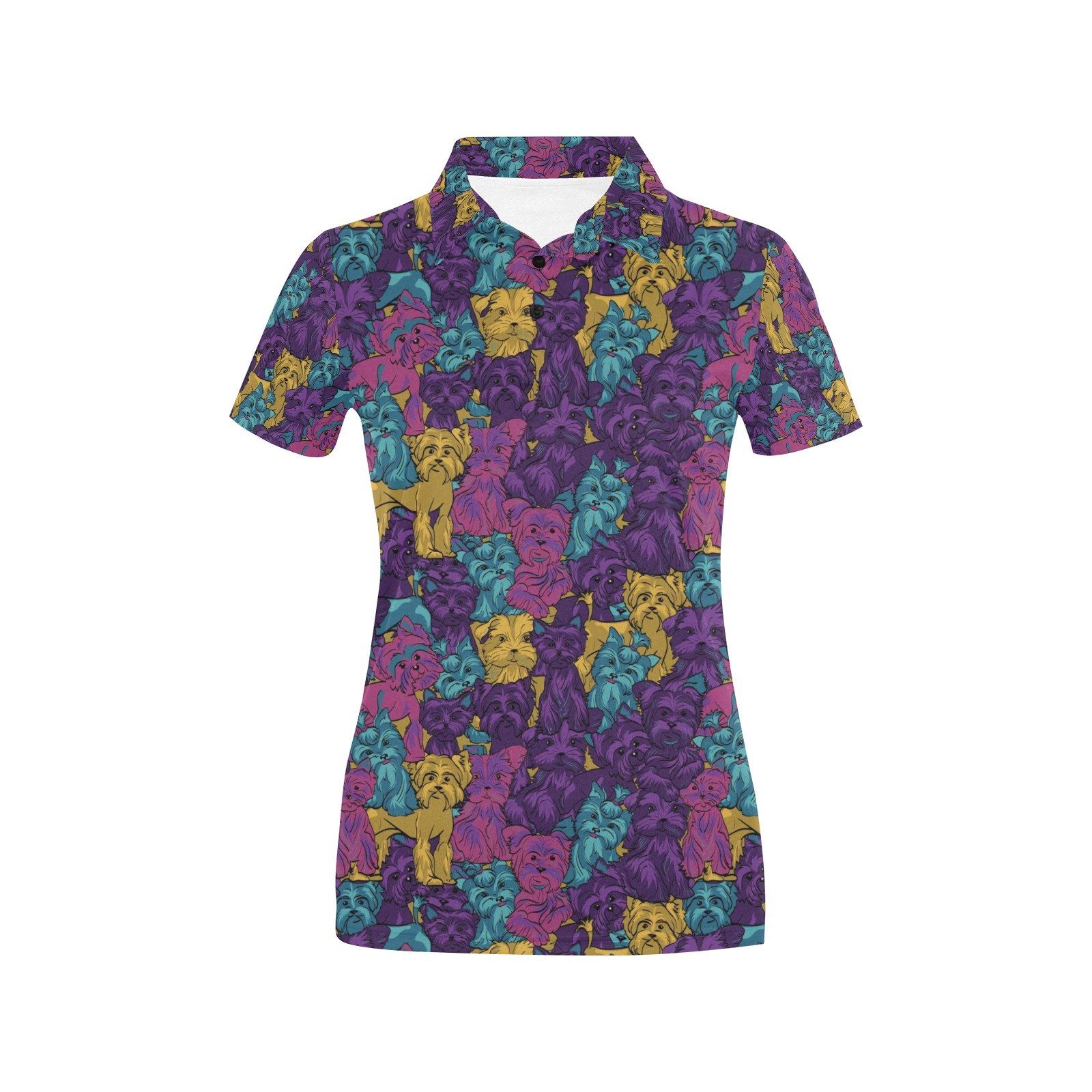 Yorkshire Terriers Print Design Lks3010 Women'S Polo Shirt Yorkshire Terriers Print Design Lks3010 Women'S Polo Shirt