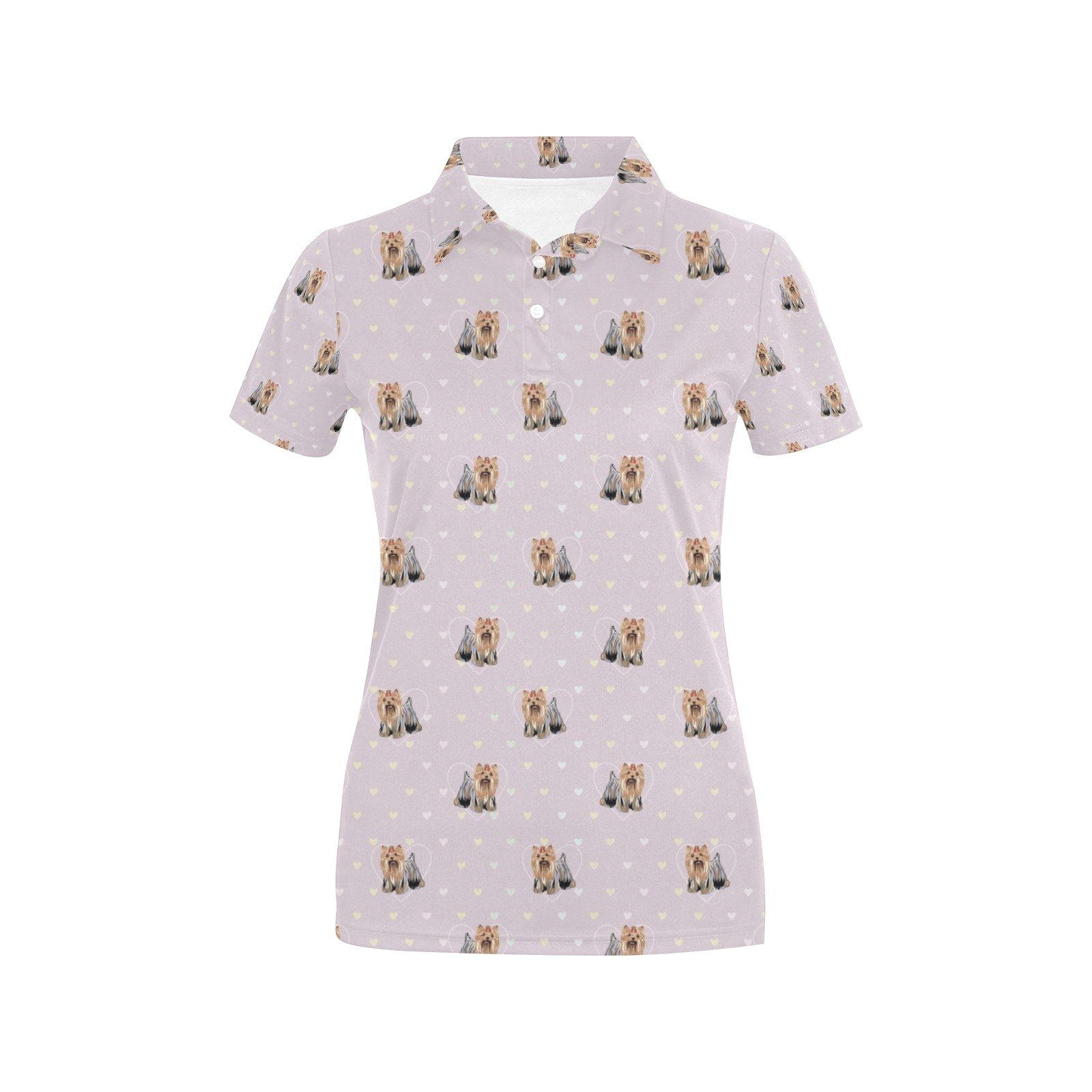 Yorkshire Terriers Print Design Lks302 Women'S Polo Shirt Yorkshire Terriers Print Design Lks302 Women'S Polo Shirt