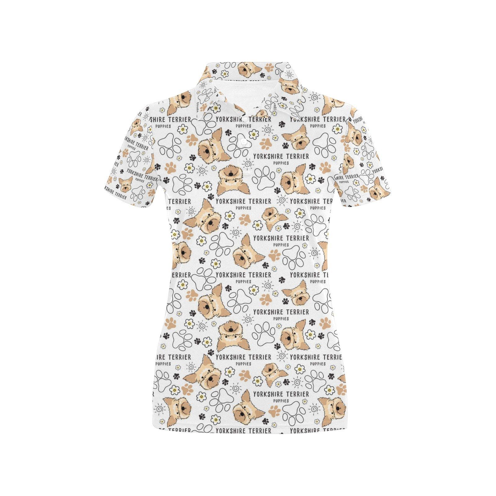 Yorkshire Terriers Print Design Lks308 Women'S Polo Shirt Yorkshire Terriers Print Design Lks308 Women'S Polo Shirt