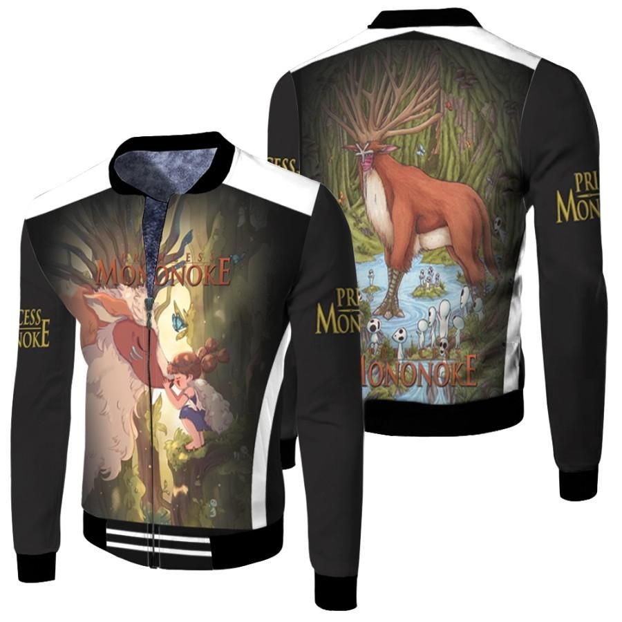 Young Princess Mononoke And The God In The Forest Shishigami Gift For Mononoke Hime Fan Bomber Jacket Young Princess Mononoke And The God In The Forest Shishigami Gift For Mononoke Hime Fan Bomber Jacket