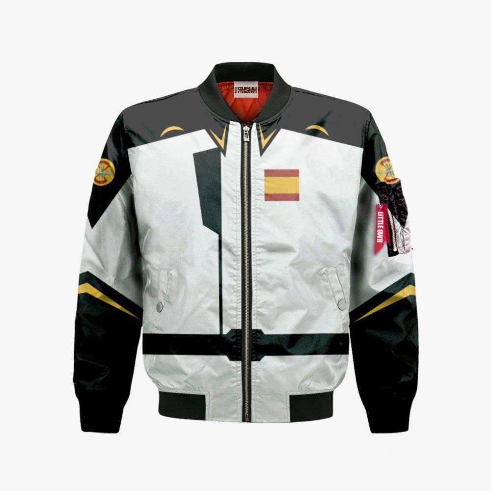Zaft Bomber Jacket Custom Gundam Uniform White Gold Trim Cosplay Costumes Bomber Jacket Zaft Bomber Jacket Custom Gundam Uniform White Gold Trim Cosplay Costumes Bomber Jacket