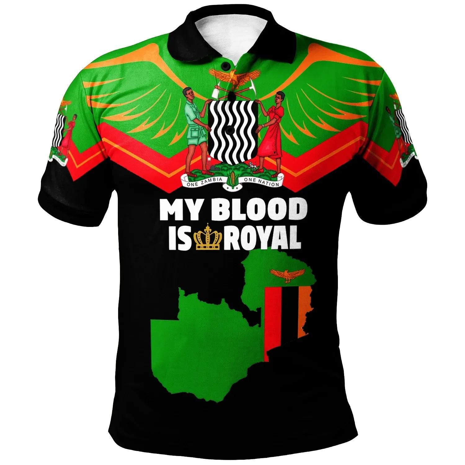 Zambia Polo Shirt - My Blood Is Royal - BN20 Zambia Polo Shirt - My Blood Is Royal - BN20