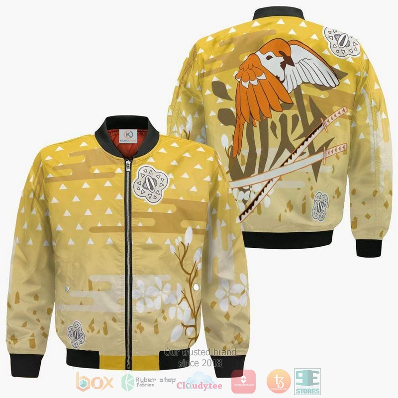 Zenitsu Agatsuma Demon Slayer Anime Cosplay Costume Bomber Jacket Zenitsu Agatsuma Demon Slayer Anime Cosplay Costume Bomber Jacket