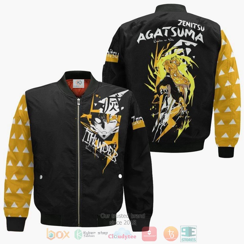 Zenitsu Thunder Breathing Cosplay Costume Demon Slayer Anime Bomber Jacket Zenitsu Thunder Breathing Cosplay Costume Demon Slayer Anime Bomber Jacket