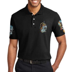 Zero Fck Given Skull Roses Polo Shirt