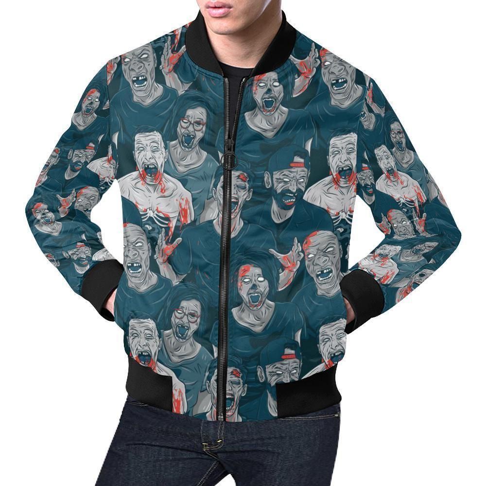 Zombie Halloween Pattern Print Mens Bomber Jacket Zombie Halloween Pattern Print Mens Bomber Jacket