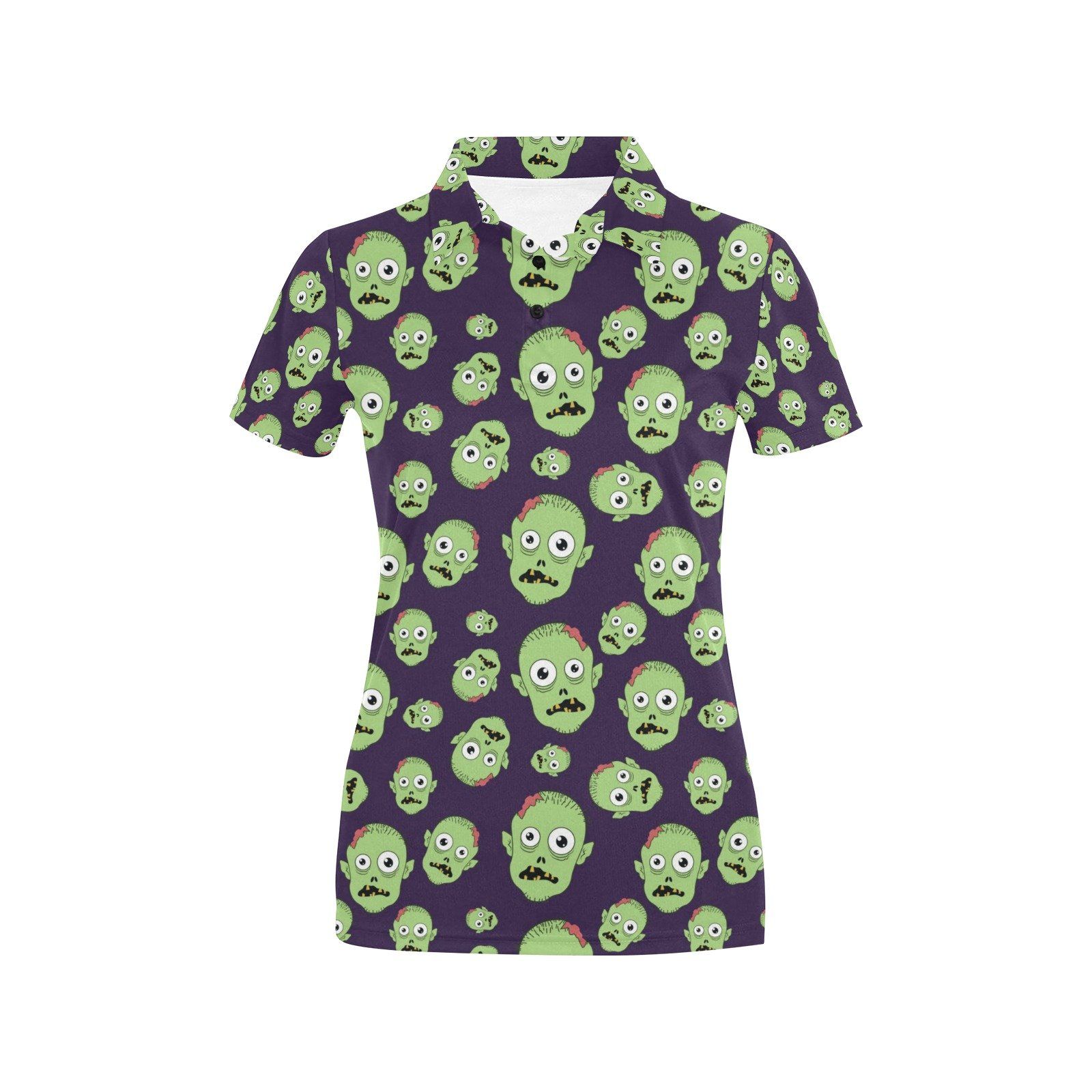 Zombie Print Design Lks303 Women'S Polo Shirt Zombie Print Design Lks303 Women'S Polo Shirt