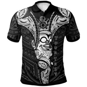 bCook Islands Custom Personalized Polo Shirt - Polynesian Tiki Warrior Style White - BN29